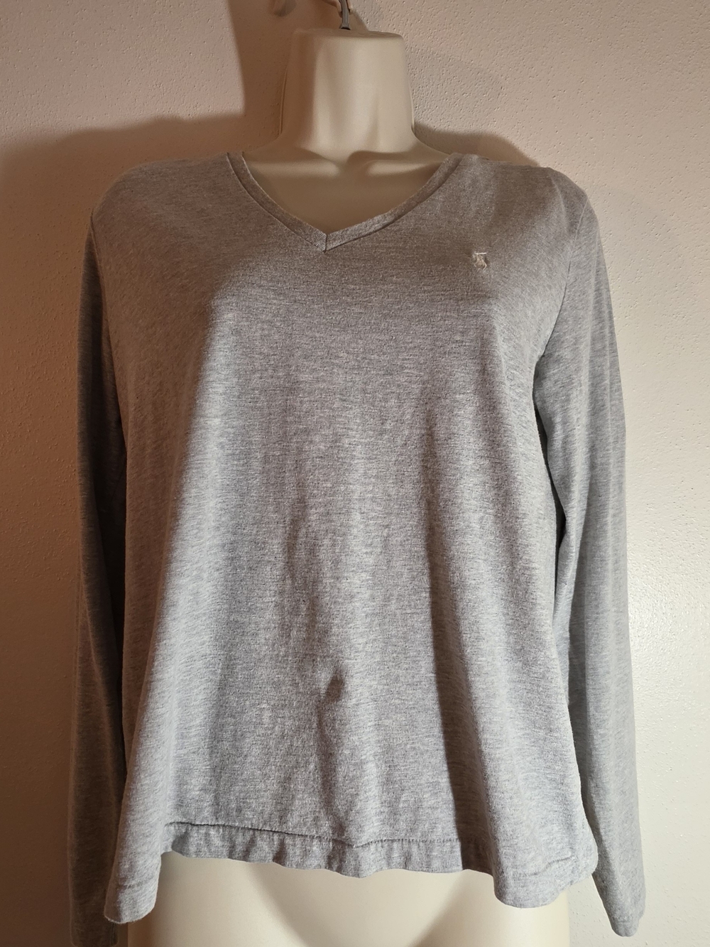 Ralph Lauren Gray Top with Navy Tag Detail
